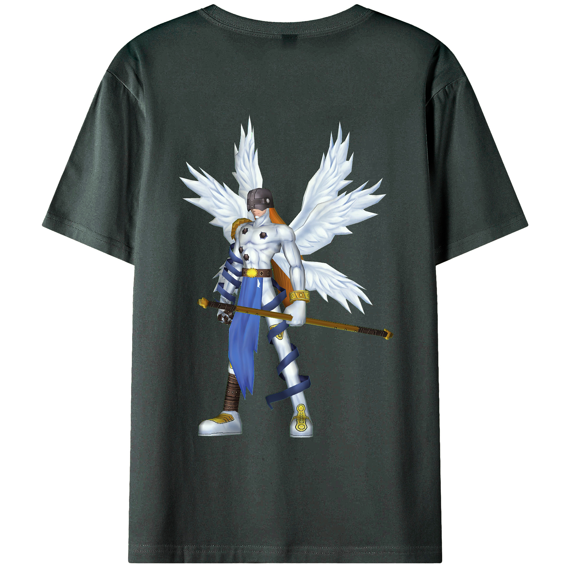 （画像用） Digimon デジタルモンスター/デジモン 綿100％ メンズ半袖Tシャツ（バックプリント） 通気性
